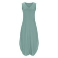 thumbnail image 6 of gakvbuo summer tank dresses for women 2024 vacation Women's Fashion Sexy Vintage V Neck Sleeveless Solid Party Dresses, 6 of 7