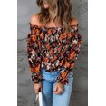 thumbnail image 2 of ABPHQTO Top negro con hombros descubiertos y estampado floral para mujer, 2 of 5