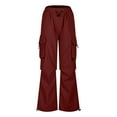 thumbnail image 5 of lulshou Womens Cargo Pants Mid Waist with Pocket Overalls Casual Pants Spring Summer Wide Leg Cargo Pants Business Work Pants, 5 of 8