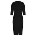 thumbnail image 5 of ClodeEU Women's Long Sleeved Round Neck Dress，Cinched Waist Slit Button Decoration Dress Black,Womens Plus L, 5 of 6