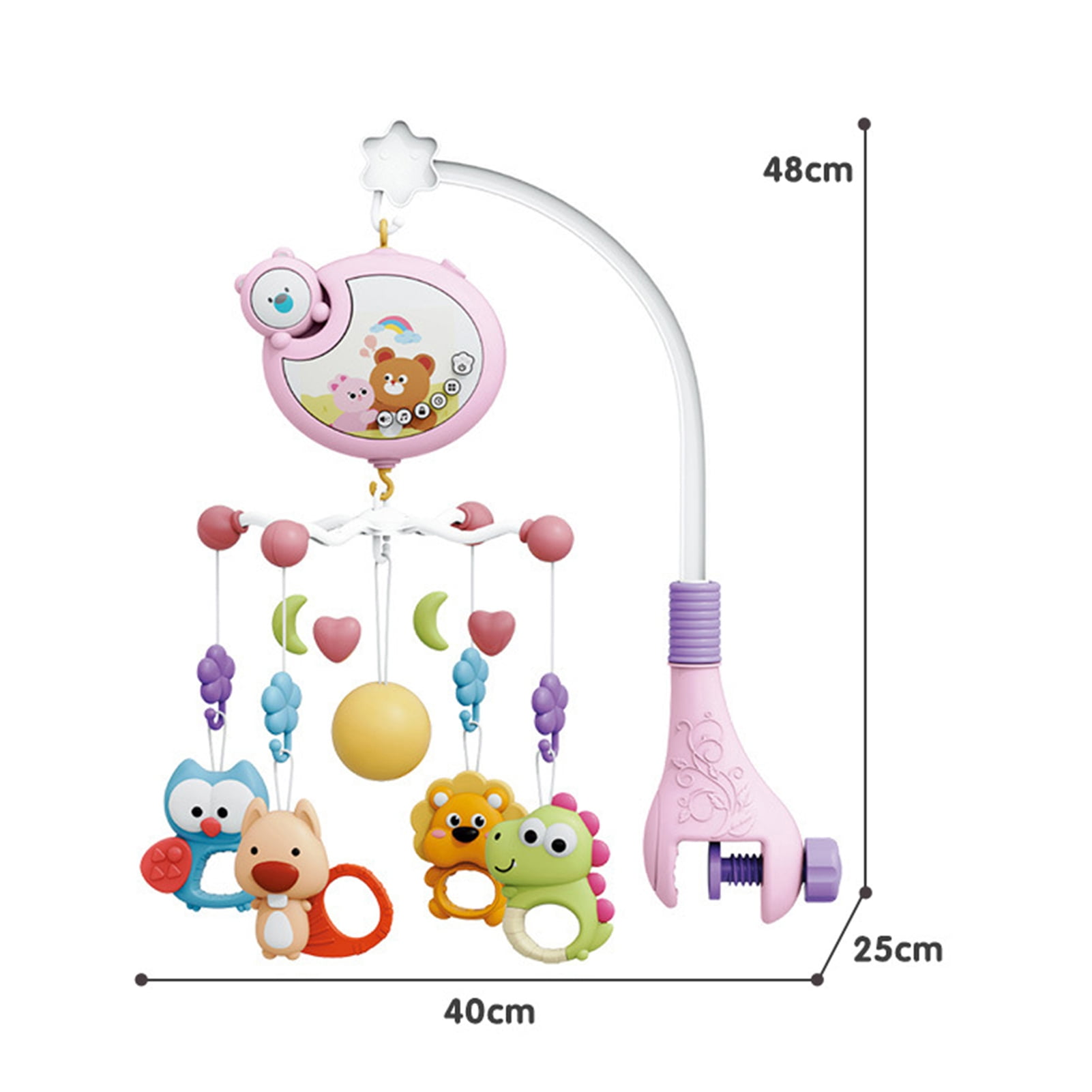 BAELLERT Baby Mobiles for Cribs Crib Mobile with Music & Lights Remote Control Rotating Rattle Toy Star Projection Relaxing Music Baby Crib Rattle for Boys Girls