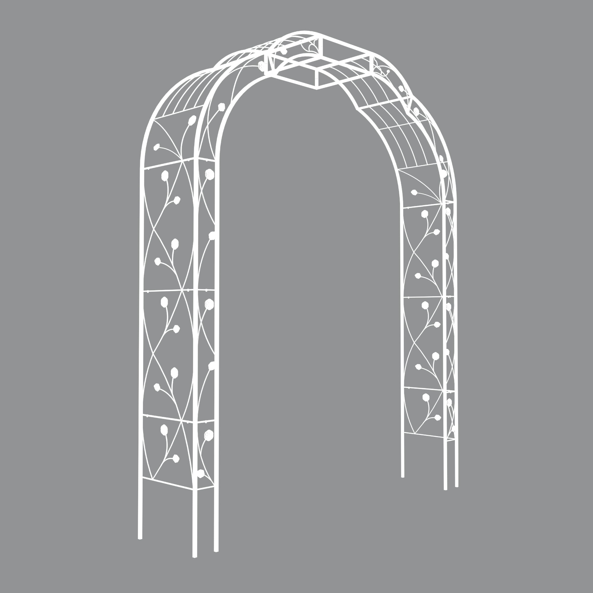 Aukfa Metal Garden Arch, Garden Arbor Trellis Climbing Plants Wedding Arch,74.4" x 98.4", White