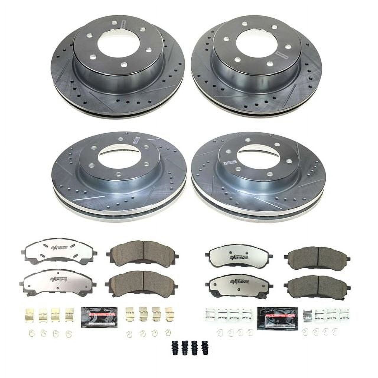 PowerStop Front and Rear Z36 Truck & Tow Carbon-Fiber Ceramic Brake Pad and Drilled and Slotted Rotor Kit Fits: FORD Select Models K8448-36