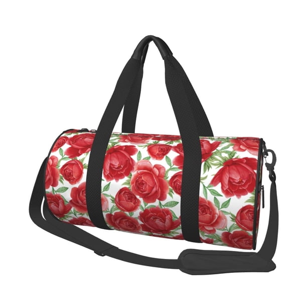 Balery Rose Flowers Bolsa de Gimnasio para Mujeres y Hombres, Bolsa de Viaje Impermeable, Bolsa de Fin de Semana con Compartimento para Zapatos y Bolsillo Húmedo
