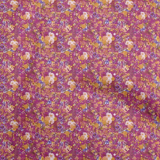 oneOone Tissu Polyester Spandex Rose Floraux Matériel de Robe Tissu Imprimé Tissu au Mètre 56 Pouces de Large