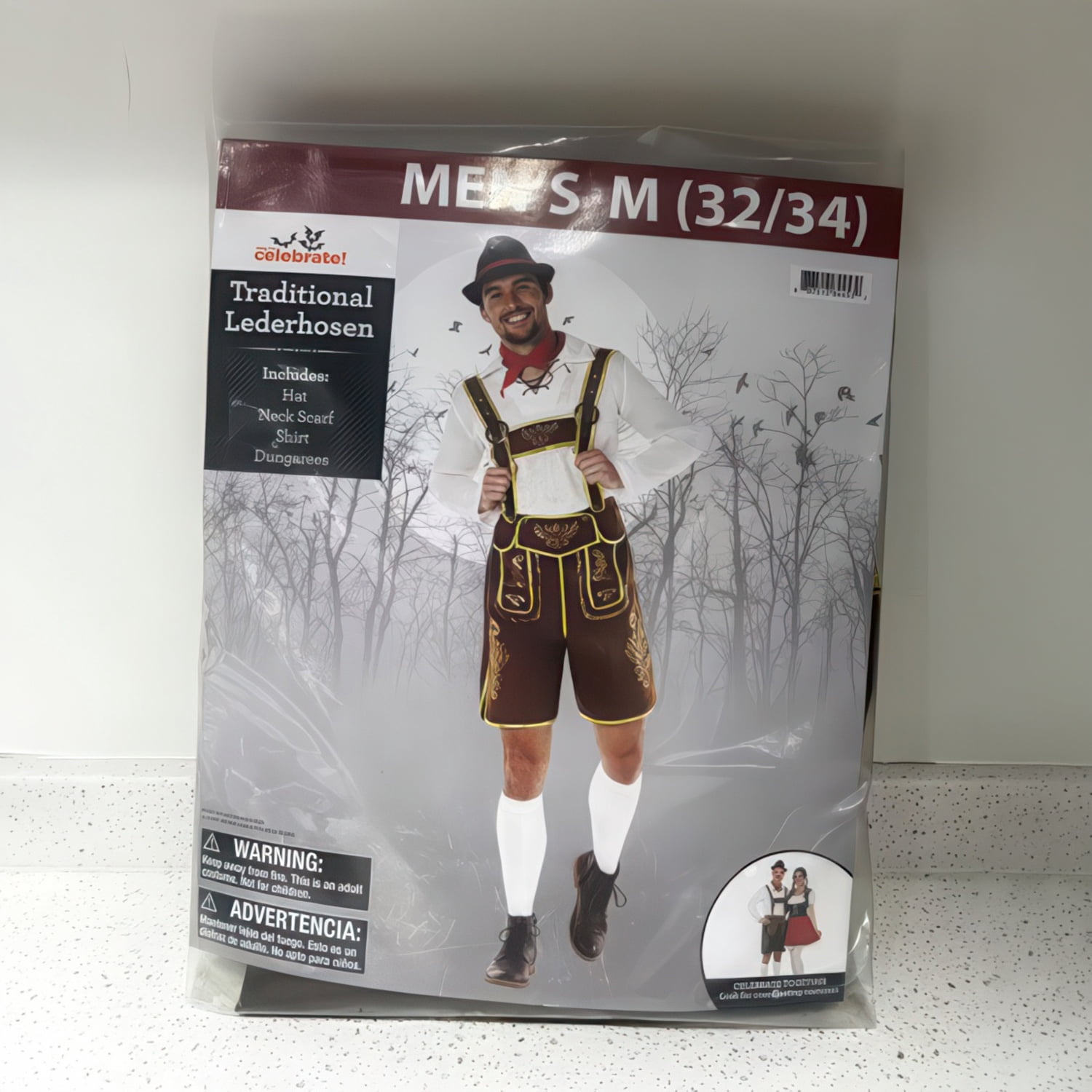 Traditional Lederhosen Halloween Costume for Adults, Men's Size XL (40/42), by Way to Celebrate