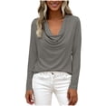 thumbnail image 2 of VBVC Women's Cowl Neck Business Blouses,Ladies Lightweight Long Sleeve Tops,Work Going Out Shirts for Women,Gray,S-2XL, 2 of 9