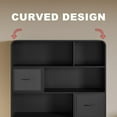 thumbnail image 6 of SOLACE FURNITURE Tall Bookcase,Modern 5 Tier Bookshelf with 3 Bins Storage & Open Shelf,Black, 6 of 8