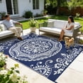 thumbnail image 2 of ORGOWEL Outdoor Rug Boho Floral Vintage Plastic Straw Waterproof Reversible Foldable Large Carpet for Patio RV Camping Deck Balcony,Blue,8×10ft, 2 of 11