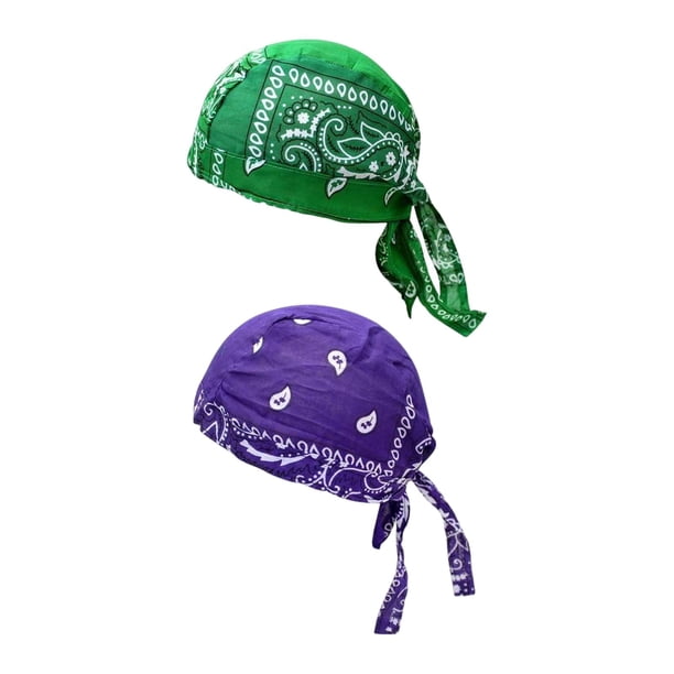 Forro para casco, viaje, caminata, sombreros piratas, bandana, gorro, pañuelo para la cabeza Verde Púrpura