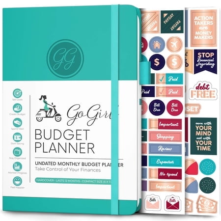 gogirl Planificateur Budget et Organisateur de Factures Mensuel - Organisateur de Planificateur Financier Livre de Budget pour Contrôler Votre Argent Non Daté - Commencer à Tout Moment, 53 x 77, Dure 1 An - Turquoise
