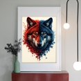 thumbnail image 2 of Diamond Art Kit for Adults, Wolf Duality Red Blue Flora Diamond Painting for Adults Beginners, DIY Diamond Art Painting Kits, 5D Diamond Painting Crafts for Home Decor 12x16 Frameless, 2 of 7