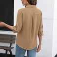 thumbnail image 3 of GUACER Women's 3/4 Sleeve Tops Casual Collared V Neck Blouses Loose Fit Cotton Linen Tunic Shirts for Ladies, 3 of 5