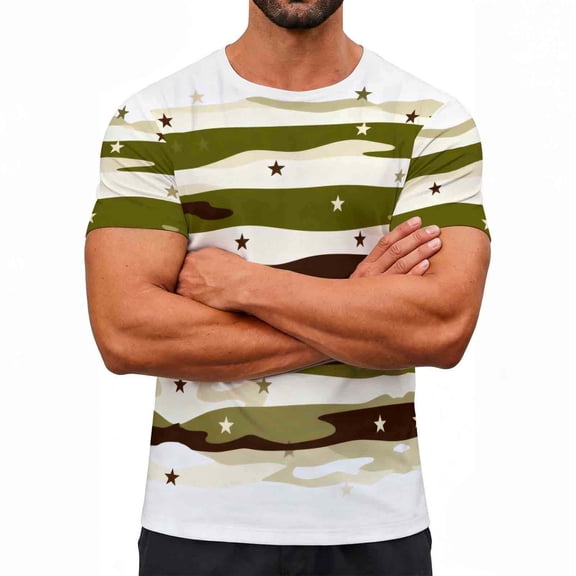FRSASU Men's Colorful Camouflage Pattern T-Shirt Color Block Printed Tees, Summer Casual Crew Neck Short Sleeve Loose T-Shirts Camouflage