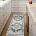 thumbnail image 3 of Twister.CK Machine Washable Runner Rug 2' x 6', Non Slip Backing Low Pile Rugs Boho Vintage Foldable Stain Resistant Indoor Carpet for Bedroom Living Room Playroom, Gray, 3 of 7