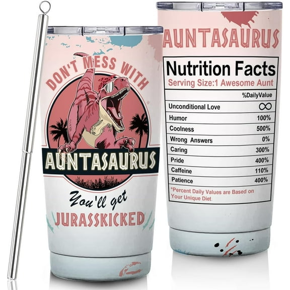 Best Aunt Gifts From Nephew Auntie From Niece Tumbler Birthday Gift From Niece, Happy Bday Chirstmas Presents For Aunite - Don''t Mess With Aunt Wine Cup Gift Set With Lid Straw 20 oz