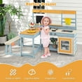 thumbnail image 4 of Costway Mud Kitchen with Kids Picnic Table Built-in Bench Blackboard Water Box Sink, 4 of 10
