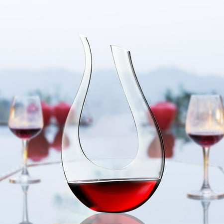 1500ML Wine Decanter Luxurious Crystal Glass U-shaped Horn Wine Pourer Container Lead Free Horn Kitchen & Dining Red Wine (Best Red Wine Carafe)