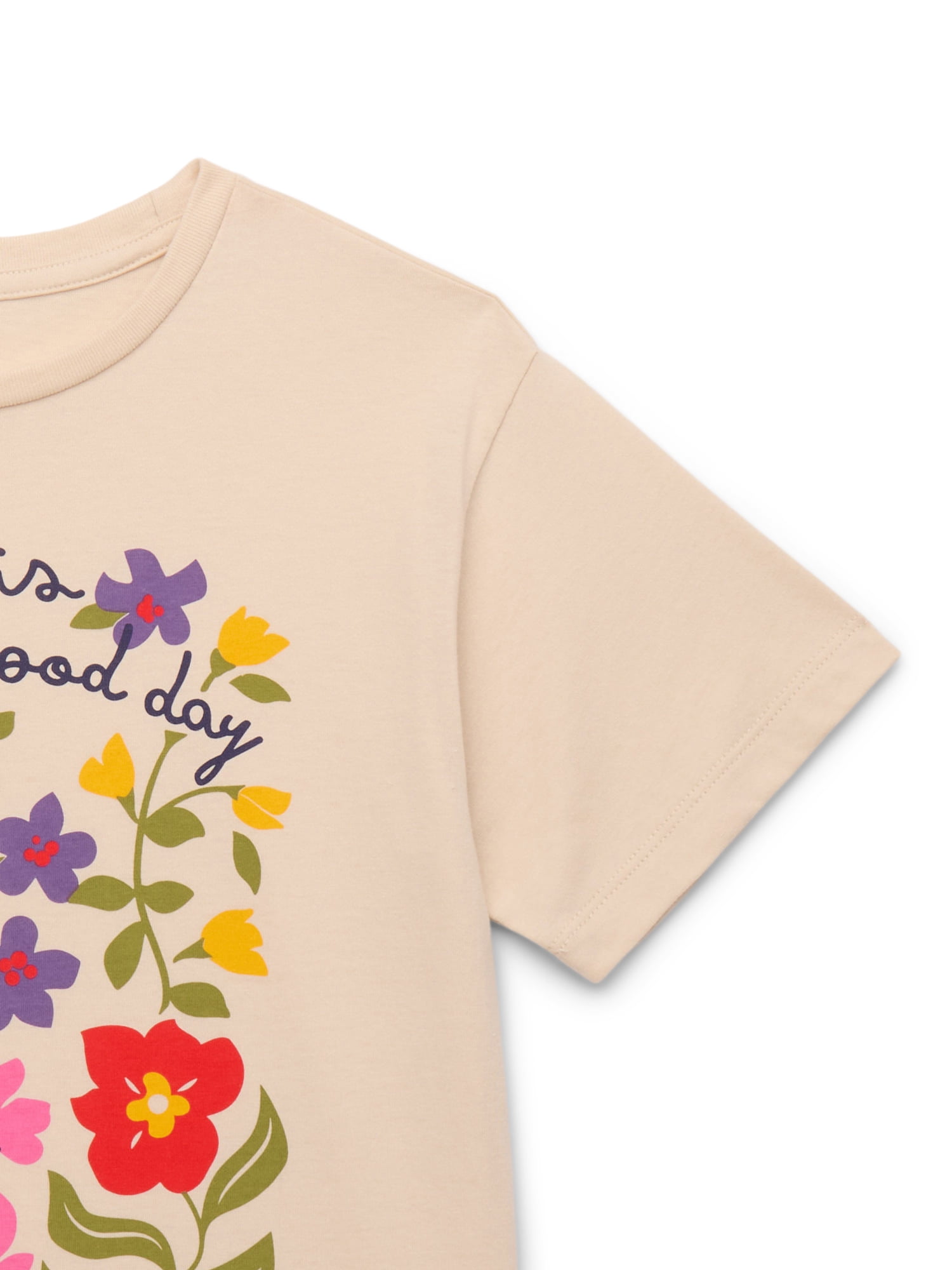 Wonder Nation Girls Today is a Good Day Graphic Tee with Short Sleeves, Sizes 4-18