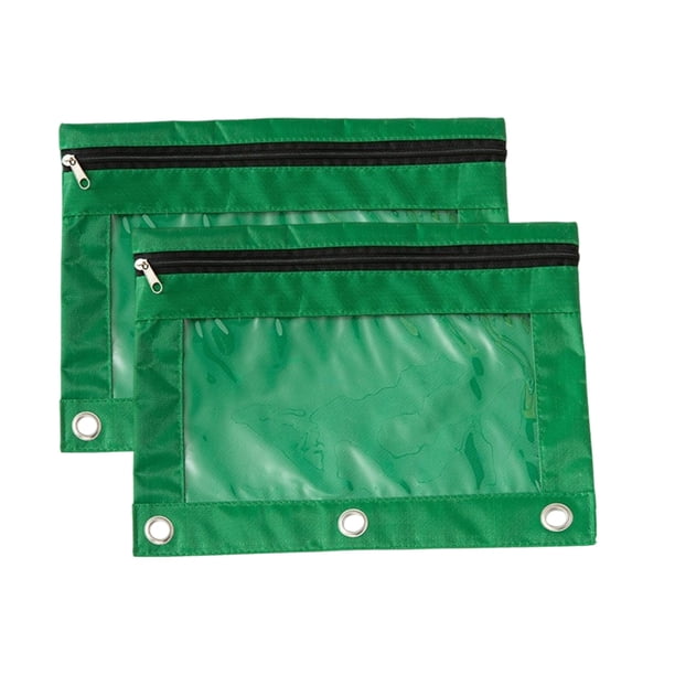 Estuche para lápices, bolsa para lápices, 2 piezas, carpeta de tela con ojales, B5, bolsa de almacenamiento para oficina, con tres agujeros y cremallera, estuche para lápices.