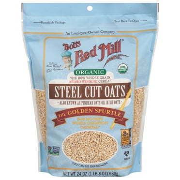 Bob's Red Mill Organic Steel Cut Oats 24 oz Shelf-Stable Bag Whole Grain Cook on Stovetop