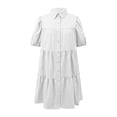 thumbnail image 6 of Iyufng Women Casual Collared Puffed Sleeve Button Down Dresses for Summer, 6 of 6