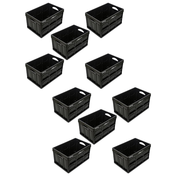 Caja de Almacenamiento Organizadora InstaTrunk 10 Pzas 10kg 53x36x29cm Apilable y Colapsable Polietileno Color Negro.
