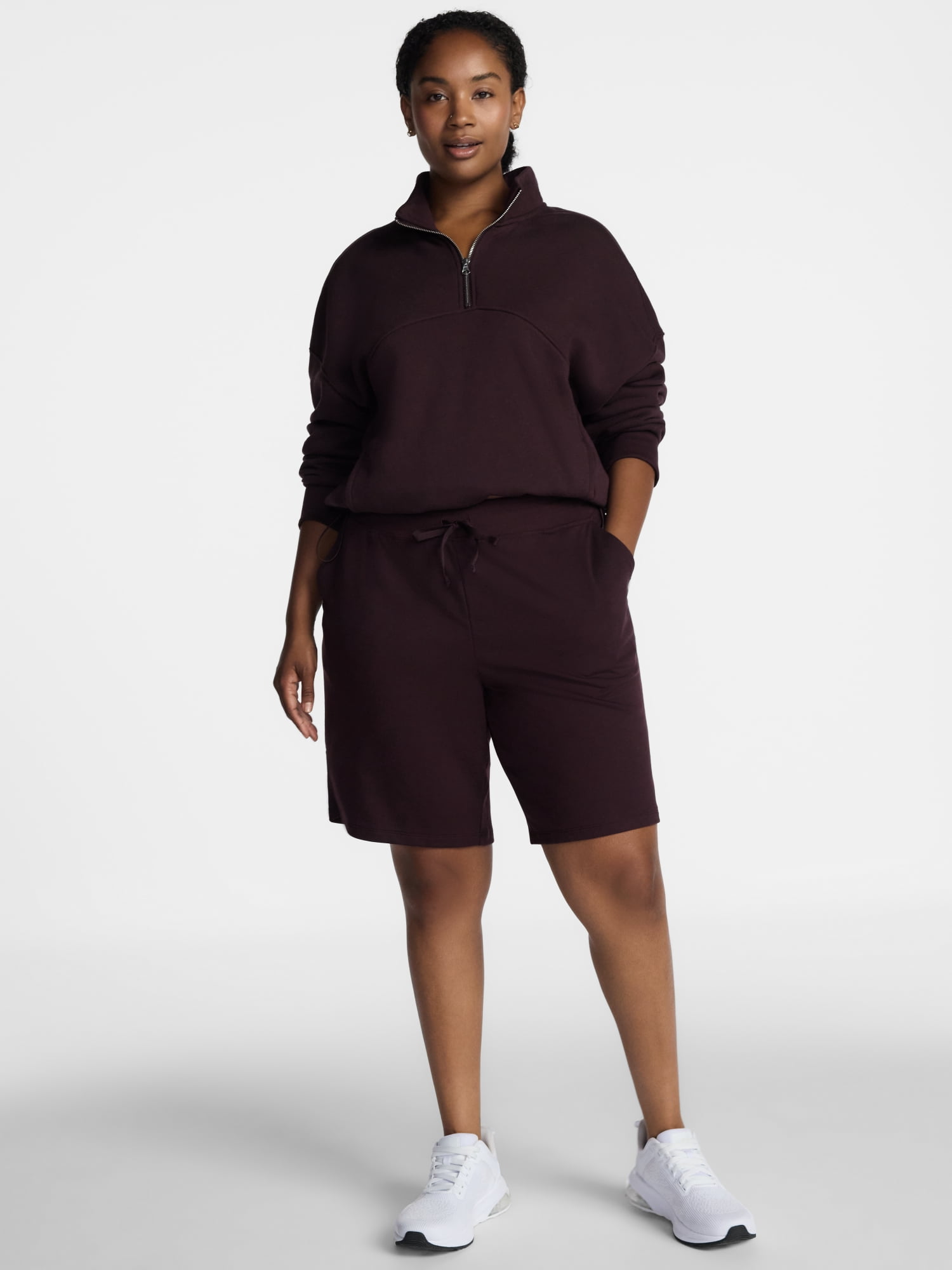 Athletic Works Women's French Terry Bermuda Shorts, 9" Inseam, Sizes XS-XXXL