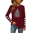 thumbnail image 4 of Hvot&aat Christmas Shirts for Women Merry Christmas Printed Pullover T-Shirt Crewneck Long Sleeve Vacation Tunics Tops, 4 of 7