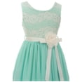 thumbnail image 2 of Little Girls Elegant Round Neck Chiffon Summer Wedding Birthday Party Flower Girl Dress Mint 4 (2J1K38S), 2 of 5