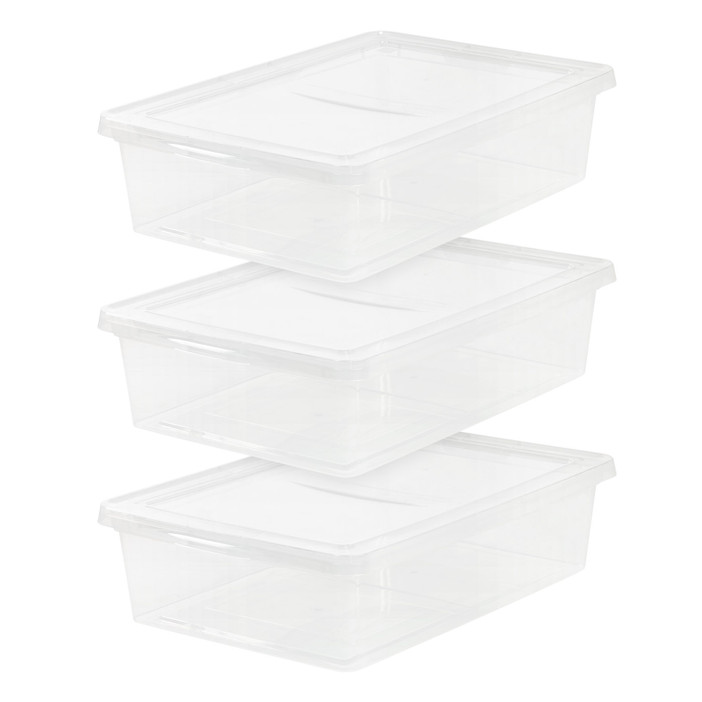 IRIS USA, 28 Quart Snap Top Clear Plastic Storage Container, Clear, Set