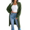 thumbnail image 2 of Lilgiuy Women's Autumn Winter Solid Lapel-Neck Long Cardigan Sweater Coat Tops Army Green，8（L） Winter Fashion 2022, 2 of 5