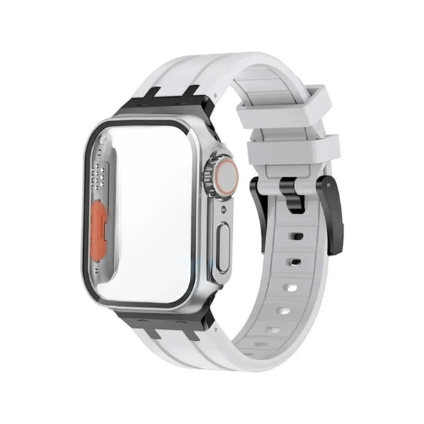 Correa De Lujo Compatible con Apple Watch Silicon Suave, Apariencia Ultra + CASE, 42/44/45/mm