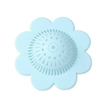 JeashCHAT Sink Drain Strainer , Universal Flower Shape Drain Hair Catcher, Reusable Sewer Anti-Clogging Sink Filter for Bathroom, Bathtub, Handbasin, Kitchen (Light Blue)