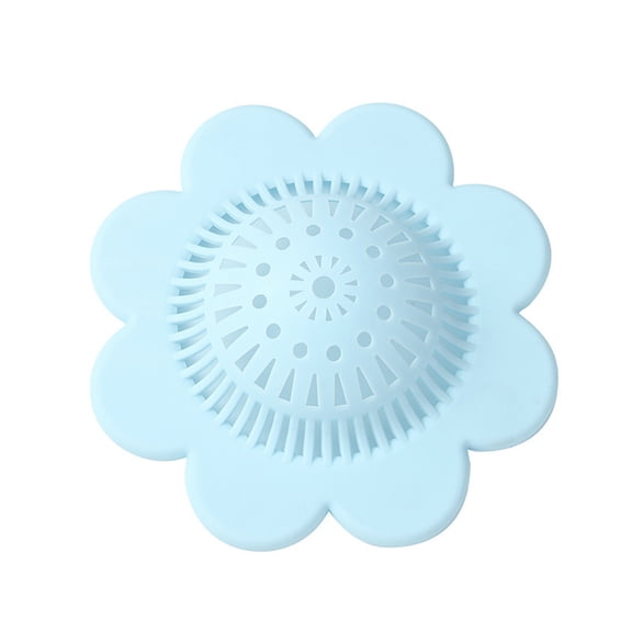 JeashCHAT Sink Drain Strainer , Universal Flower Shape Drain Hair Catcher, Reusable Sewer Anti-Clogging Sink Filter for Bathroom, Bathtub, Handbasin, Kitchen (Light Blue)