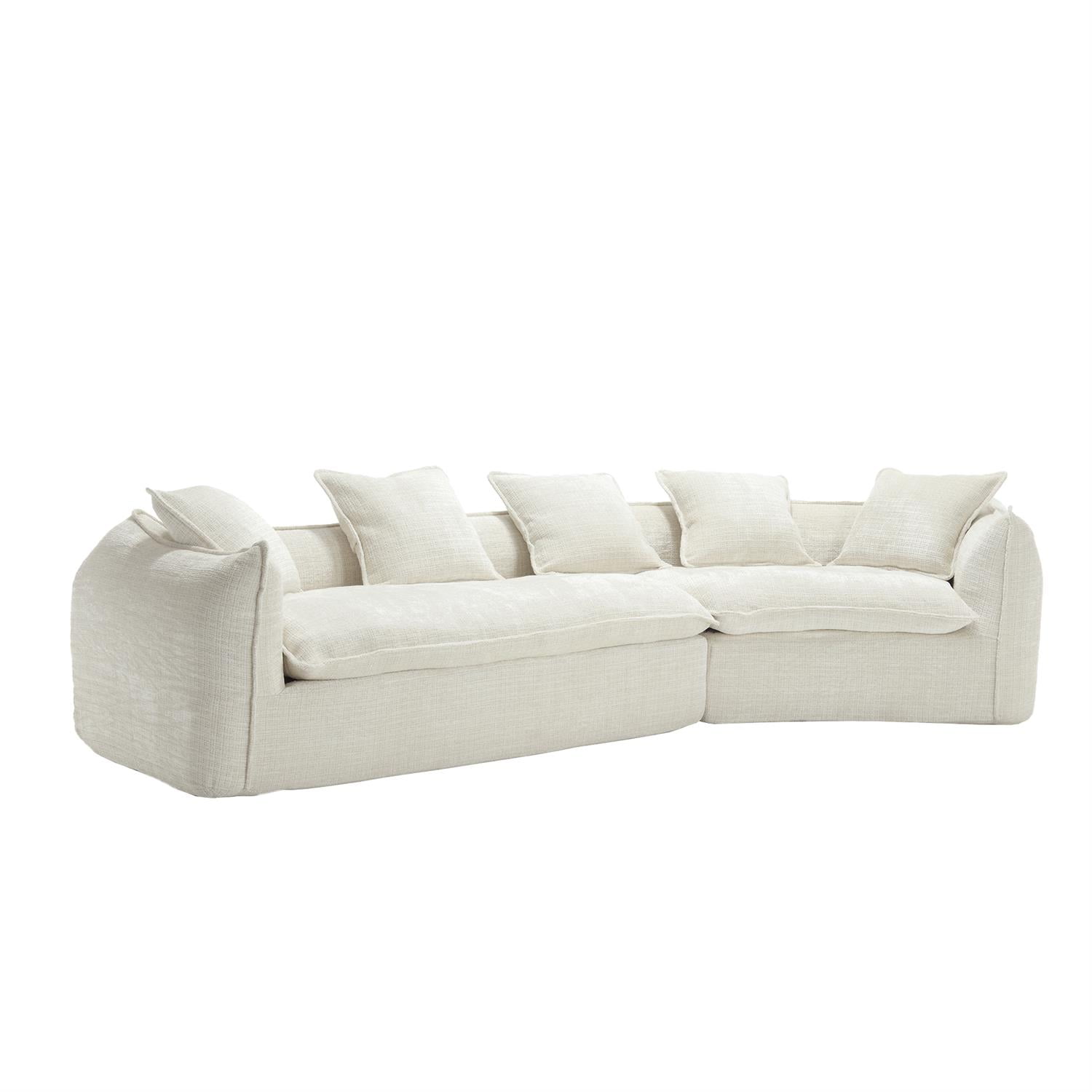 Demi Bonn 125" Modern Modular U-Shaped Sectional Sofa, Spacious 5-Seat Chenille Fabric Couch with Plush Pillows for Living Room, Minimalist Cloud-Style, Beige