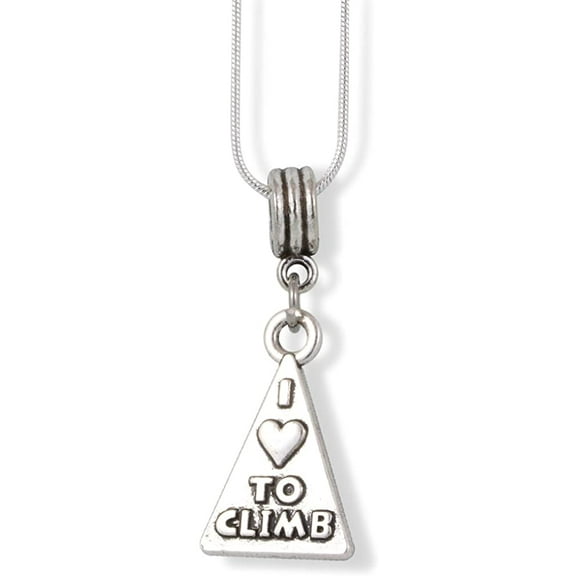 EPJ I Love to Climb on Triangle Charm Charm Snake Chain Necklace