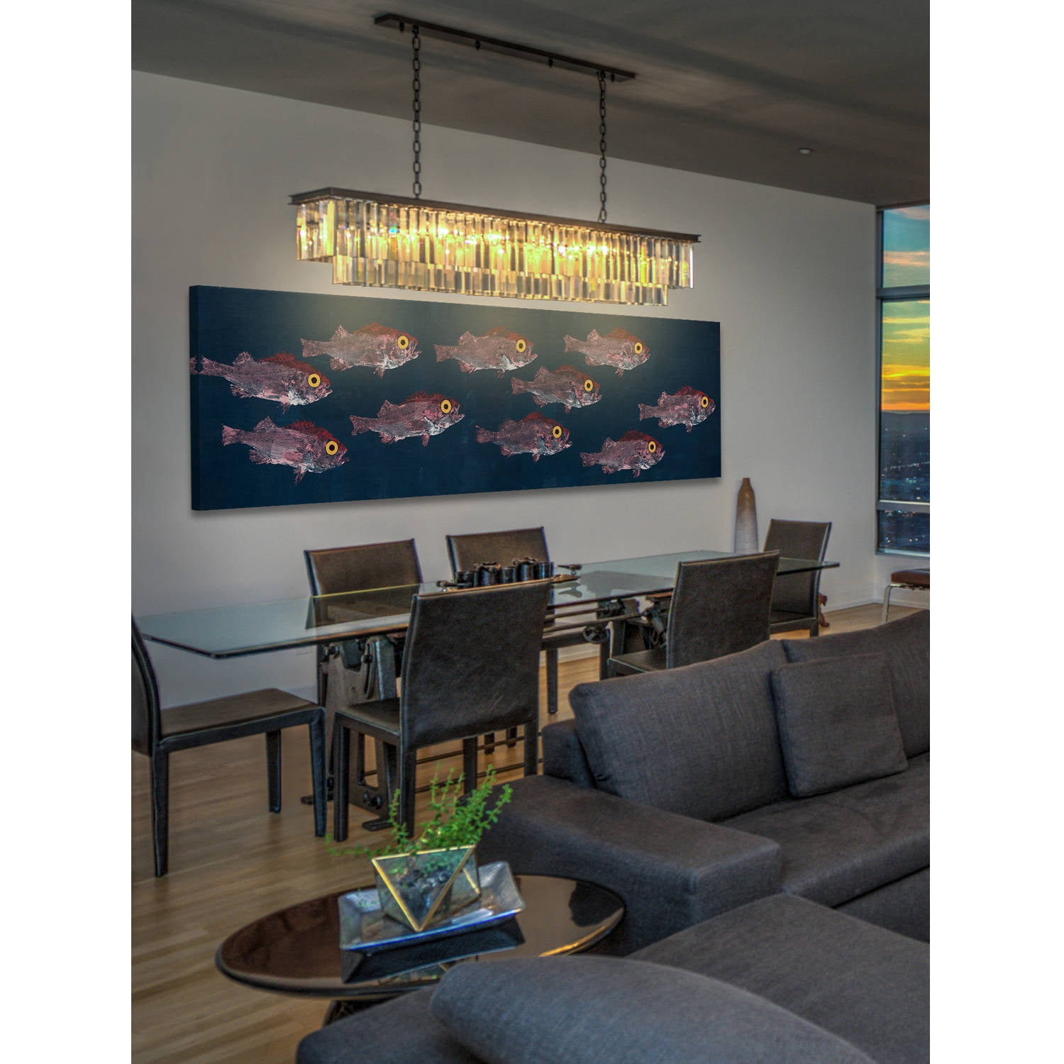 Marmont Hill "Big-Eyed Fish" by Michael Pantalos Painting Print on Wrapped Canvas