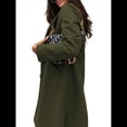 thumbnail image 3 of Abrigo de Guisante para Mujer, con Solapa y un Solo Botón, Cortavientos, Holgado, Informal, de Longitud Media, para Otoño e Invierno. Verde M, 3 of 7