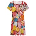 thumbnail image 3 of Candy Pattern Rainbow Lollipop Short Sleeve Dress Women Summer Evening Dresses Ladies Sundress, 3 of 7