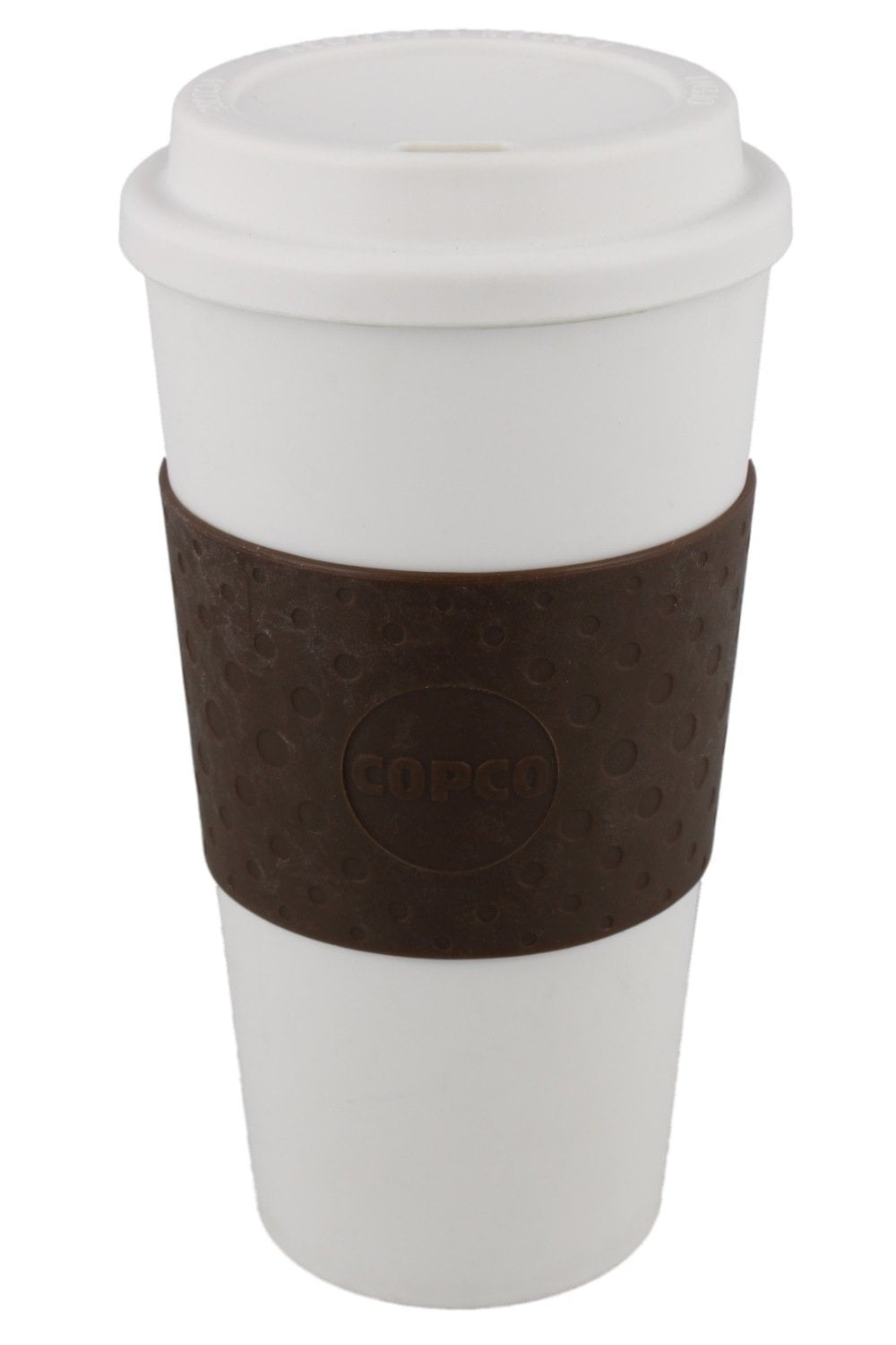 Copco Acadia Double Wall Insulated Plastic, Travel Mug with Non-Slip  Sleeve, 16-Ounce, White/Brown