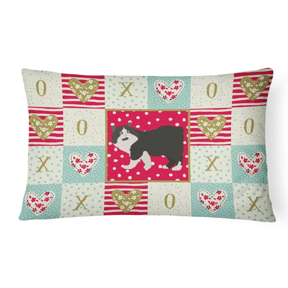 Carolines Treasures CK5593PW1216 Cymric Cat Love Canvas Fabric Decorative Pillow, Red, 12H x16W, multicolor