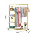 thumbnail image 4 of DSstyles Gold Clothing Rack,Industrial Pipe Clothing Rack with Wood Shelf, Large Space Metal Clothes Garment Rack on Wheels Ideal for Bedroom Living Room Boutique Use 59’’, 4 of 8