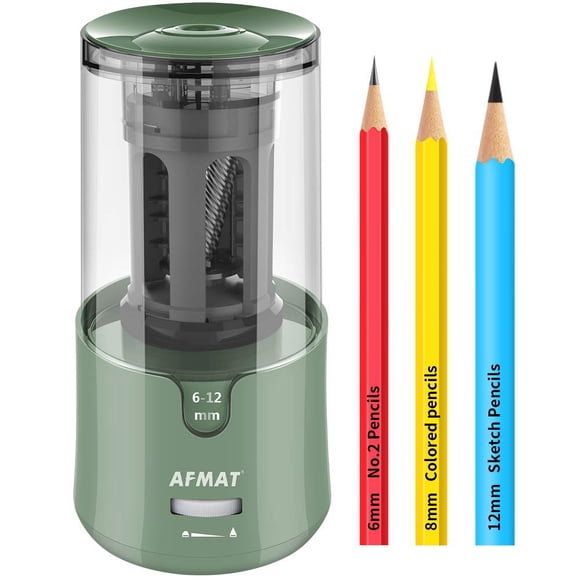 AFMAT Taille-Crayon Électrique, Arrêt Automatique, Super Tranchant et Rapide, Taille-Crayon Électrique à Brancher pour Crayons de 6-12 mm No 2/de Couleur