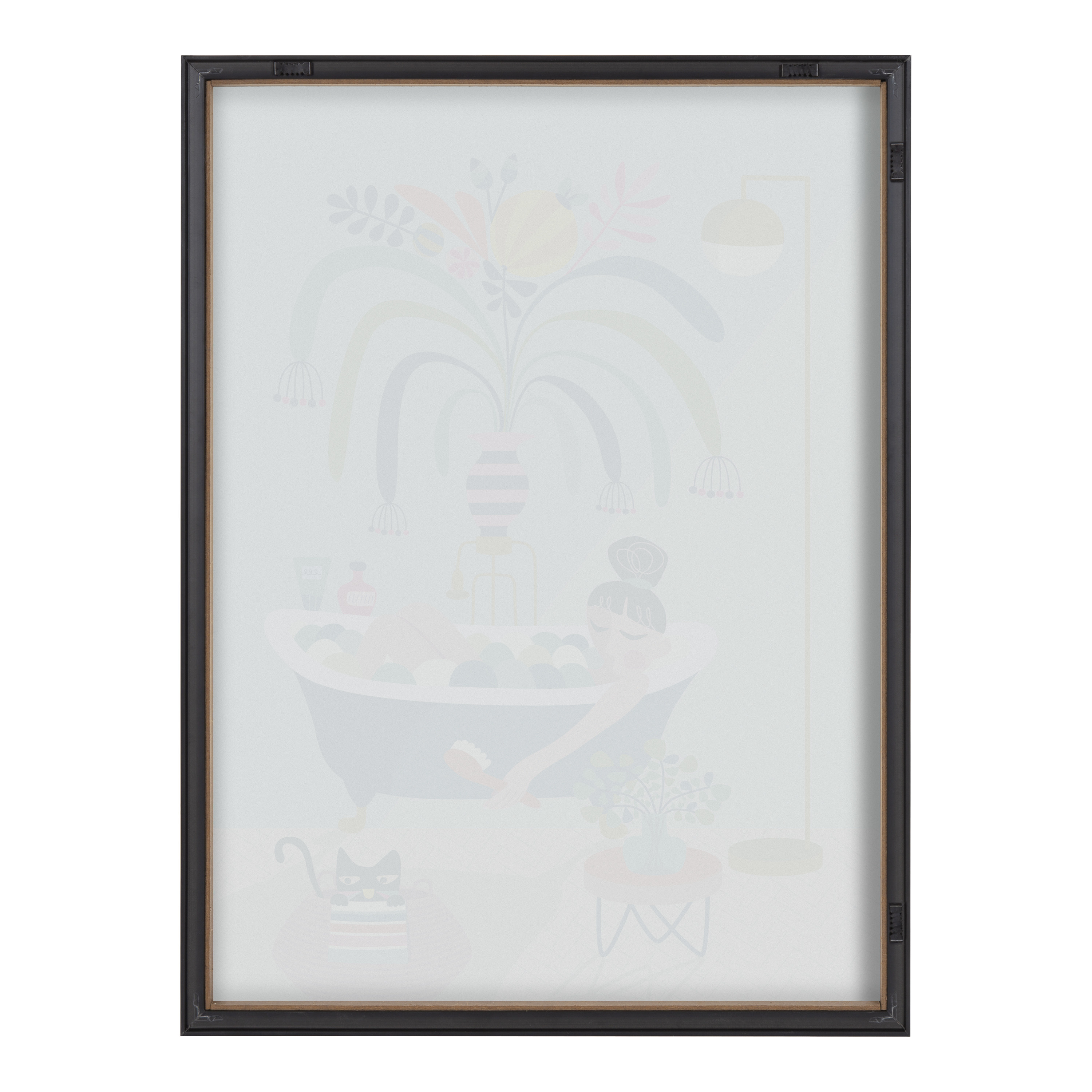 Kate and Laurel Blake Time to Relax Framed Printed Glass Wall Art by Rachel Lee, 18x24 Gold, Mid Century Modern Bathroom Art for Wall