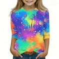 thumbnail image 2 of Maean Kids Tie Dye Graphic Tshirts Girls Boys 3/4 Sleeve Crewneck Tshirt Summer Tee Shirts for 3-12 Years, 2 of 5