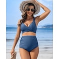 thumbnail image 5 of Alove Maternity Swimsuit Solid Color High Waisted Shoulder Straps Bikini Set Push Up Two Piece Swimwear Deep V Neck Pregnancy Bathing Suits, 5 of 8