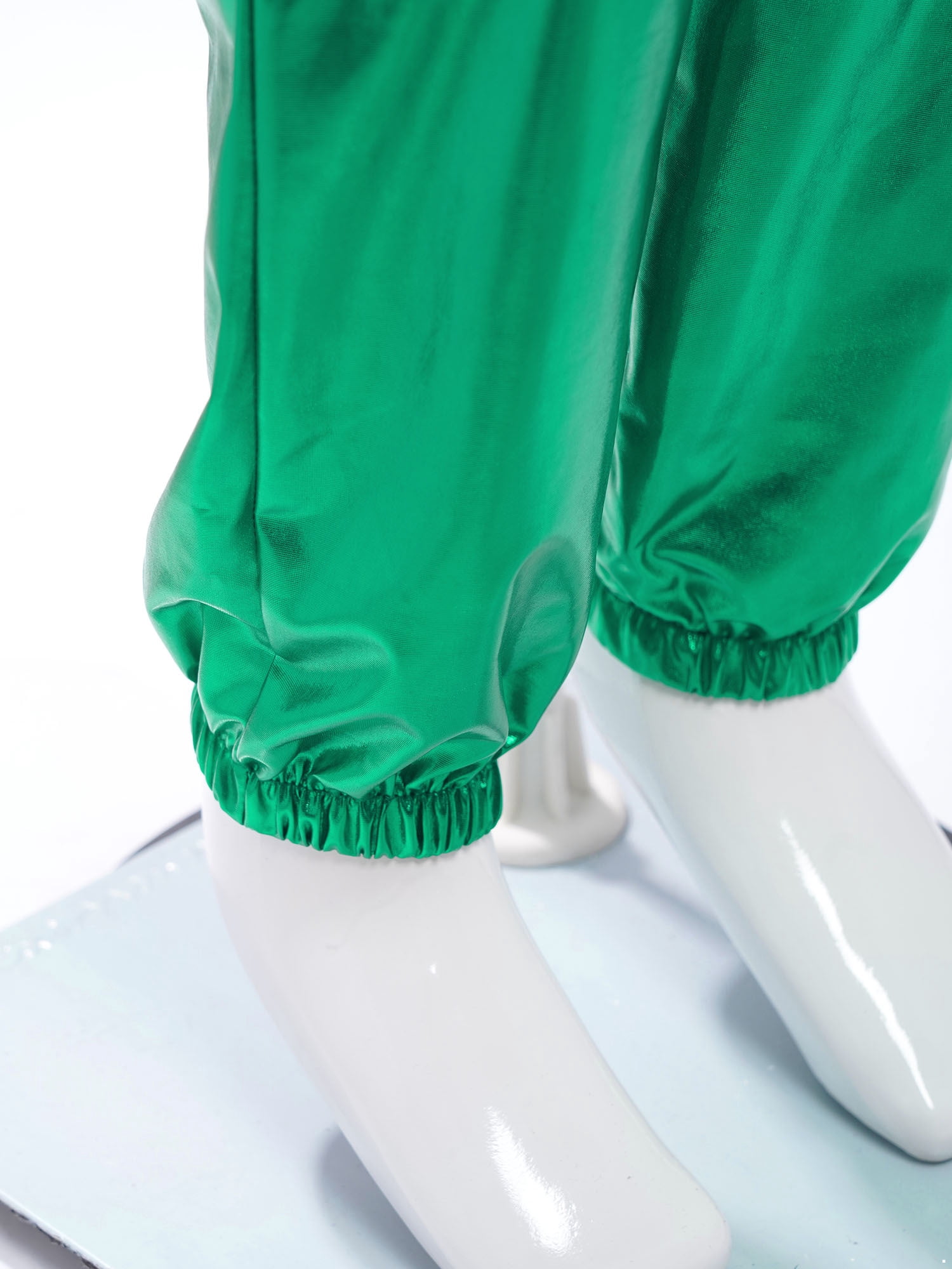 CHICTRY Shiny Holographic Cargo Pants Girls Boys Jazz Hip-Hop Street Dance Wear Trousers with Pockets Green 14