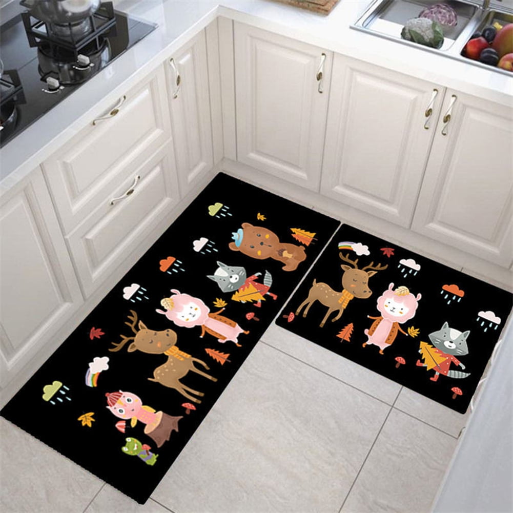 Kitchen Rug Set Non-Slip Floor Mats Cushion Stain Resistant Runner Rug ...