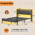 thumbnail image 6 of Satifur Queen Bed Frame with Upholstered Storage Headboard, Metal Platform Bed Station with Charging Station & LED, Noise-Free.No Box Spring Needed, 6 of 9